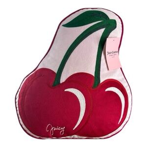 Juicy Couture Home Juicy Signature Logo Red Cherry Decorative Accent Pink Pillow